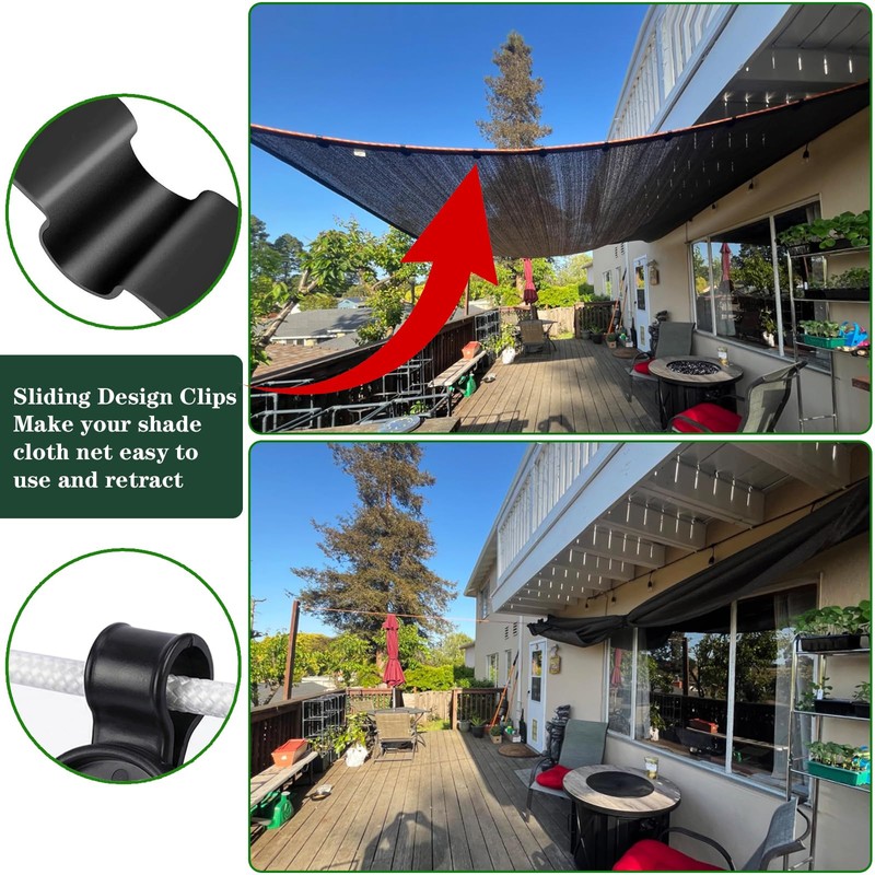 100Pcs Shade Cloth Clips, Sun Shade Clips - Black Plastic