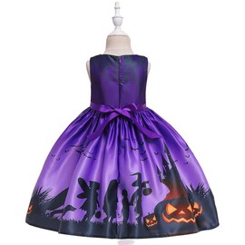 Ansimple Halloween Costume, 2-Piece Set, Dress + Hat, Devil, Witch, Cute, Dress, Children's Dress, Girls, Events, Parties, Christmas, Costume, Recitals, Performances, Purple, 51.2 inches (130 cm)