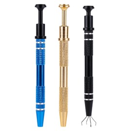 3pcs Piercing Ball Pickup Tool, Jewelry Grabber Aluminum Alloy 4-Claw IC Chip Pickup Tool for Small Parts Pearl Jewelry Electronic Components Making Tool Accessory
