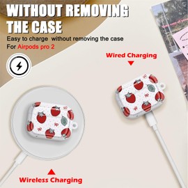 Cute Strawberry Case for Airpods Pro 2nd Generation (2022) with Lovely Keychain, Cute Unique Design Women Girls Protective Shockproof Soft TPU Premium Cover for Airpods Pro 2