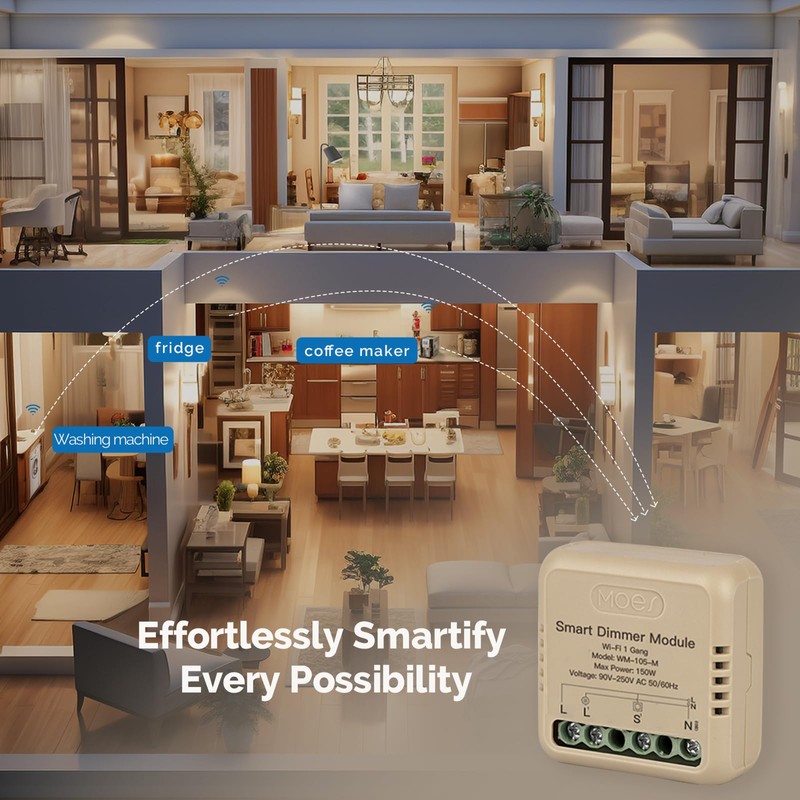 MOES WiFi Smart Relay Dimmable, Dimmer Work with Google Assistant