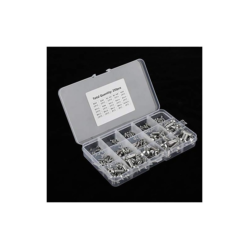 Tornillos y Tuercas Acero Inoxidable 250PCS M2 M2.5 M3 M4