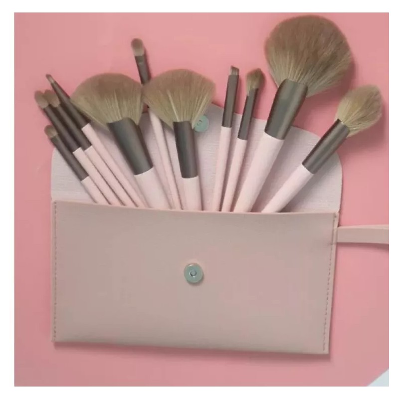 Bonita Cosméticos Brochas Maquillaje Profesional Rostro Y Ojos Rosa 11