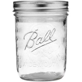 Ball Wide Mouth Glass Mason Jars with Lids and Bands, Used for Canning, Pickling, Juice, Jam, Jelly, Pint Size 16 Ounce (Pack of 4)