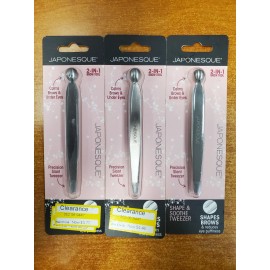 JAPONESQUE 3 Pack: JAPONESQUE Shape & Soothe Tweezer 2-in-1 Tool Slant Tweezer (0855) E7D