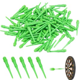 Pack of 100 soft dart tips, plastic dart tips, easy to replace, dart tips soft 2ba, soft dart tips, short reinforced, for use as dart accessories, great for dart sports enthusiasts (green)