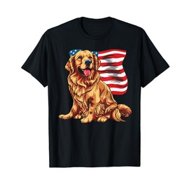 Golden Retriever Dog 4th of July American Flag Gifts Girls T-Shirt
