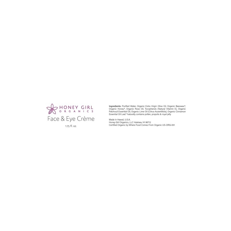 Honey Girl Organics Face & Eye Crème, USDA Certified Organic