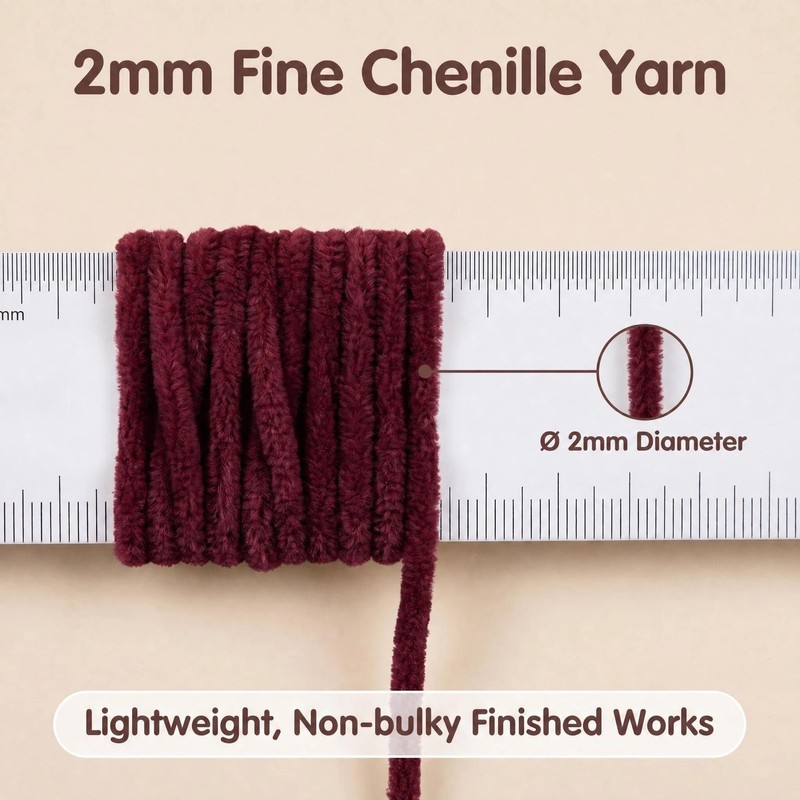 Jaciensh Soft Chenille Crochet Yarn, 6x50g Fluffy Plush Knitting Wool,