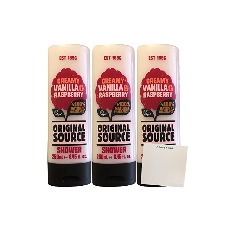 Original Source Creamy Vanilla & Raspberry Shower Gel Pack of