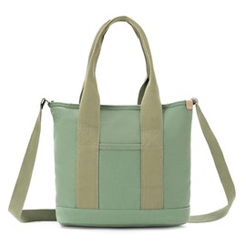 Yooamz Canvas Bag Women's Shoulder Bag Women's Shoulder Bag Fashion Handbag Casual Tote Handbag Women's Canvas Tote Bag for Everyday, Office, School Trip and Shopping, A Green-L