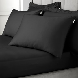 Bianca 400 Thread Count Cotton Sateen Standard Pillowcase Pair Black
