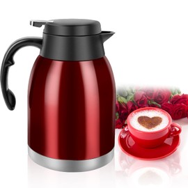 54oz Thermal Coffee Carafe, Stainless Steel Insulated Thermal, Double Wall Vacuum Flask, Small Coffee Carafe for Keeping Hot or Cold Drinks, Coffee, Tea (Bright Red)