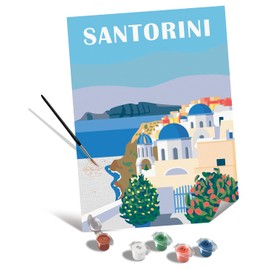 Ravensburger Relax CreArt Santorini Canvas Paint by Numbers Kit | Perfect DIY Art Gift for Adults, Stress Relief, and Creative Hobby