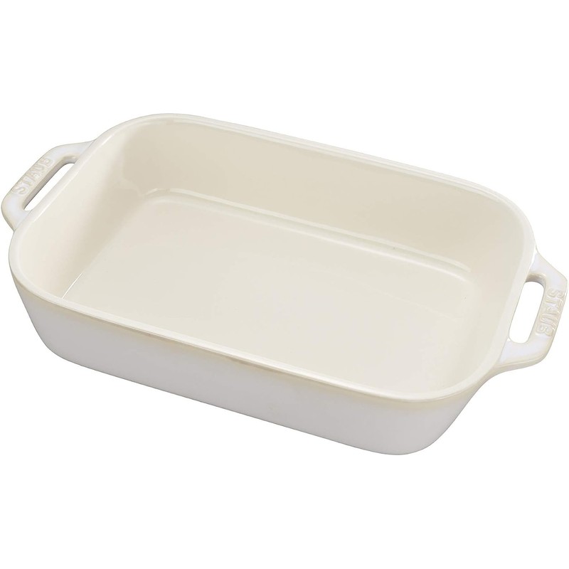 STAUB Ceramics Rectangular Baking Dish, 10.5x7.5-inch, Rustic Ivory
