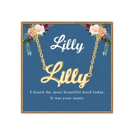 Ldurian Custom Name Necklace | Lilly Name Pendant Necklace Gifts | Birthday Jewelry Gift for Women's Pendant Necklaces
