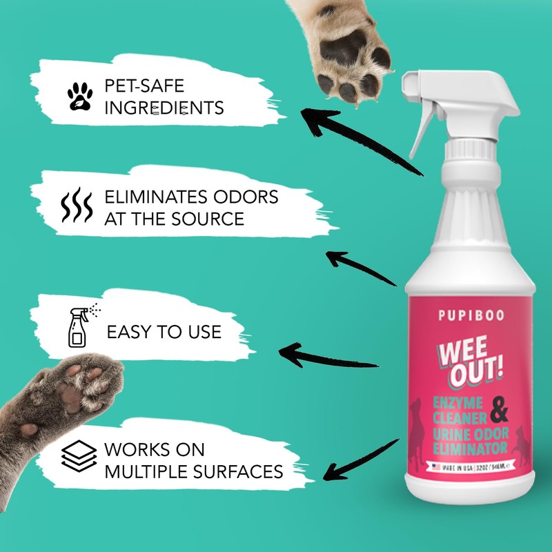 PUPIBOO Wee Out Pet Urine Enzyme Cleaner, Stain and Odor