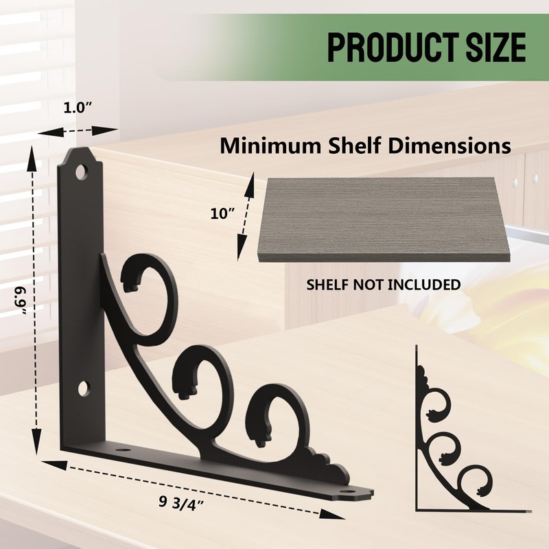 IARTOPS L Shelf Brackets for 10" - 12" Board, Floating