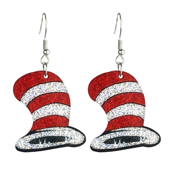 Teacher Student Reading Earrings Shiny Acrylic Cat Book Dangle Drop