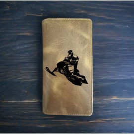 Unbranded Snowmobile Rodeo Wallet Cowboy Western Buffalo Leather Premium Winter Snow NEW