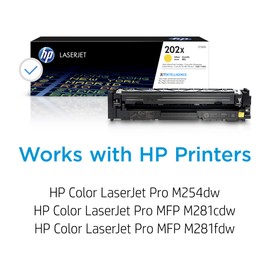 HP 202X Yellow High-Yield Toner Cartridge Printers | Works with Color LaserJet Pro M254, Color LaserJet Pro MFP M281 Series | CF502X