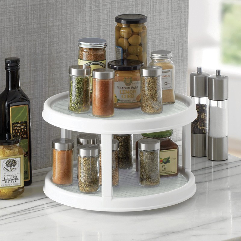 Copco Non-Skid 2 Tier Pantry Cabinet Lazy Susan Turntable, 12-Inch,