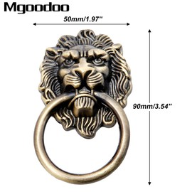 Mgoodoo 5pcs Drawer Lion Head Pull Handle Knob Dresser Cabinet Pull Ring 1.97x3.54inch Classical Antique Style Zinc Alloy Handle (Antique Bronze)