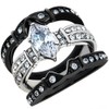 Marimor Jewelry 2.5 Carat Marquise Cut Zirconia Black Stainless Steel