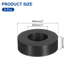 uxcell 8Pcs 2" OD x 1" ID x 5/8" Thick Round Rubber Washers Flat Rubber Spacer Bushing for Home Appliances Cars Boat Accessories