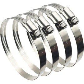 5PCS 100-120mm Heavy Duty Hose Clamps, MISPIRE Adjustable Worm Gear Drive Hose Clamps, Stainless Steel 304 German Style Pipe Clamps for Fuel Injection Line, Automotive, Radiator, Garden,Plumbing