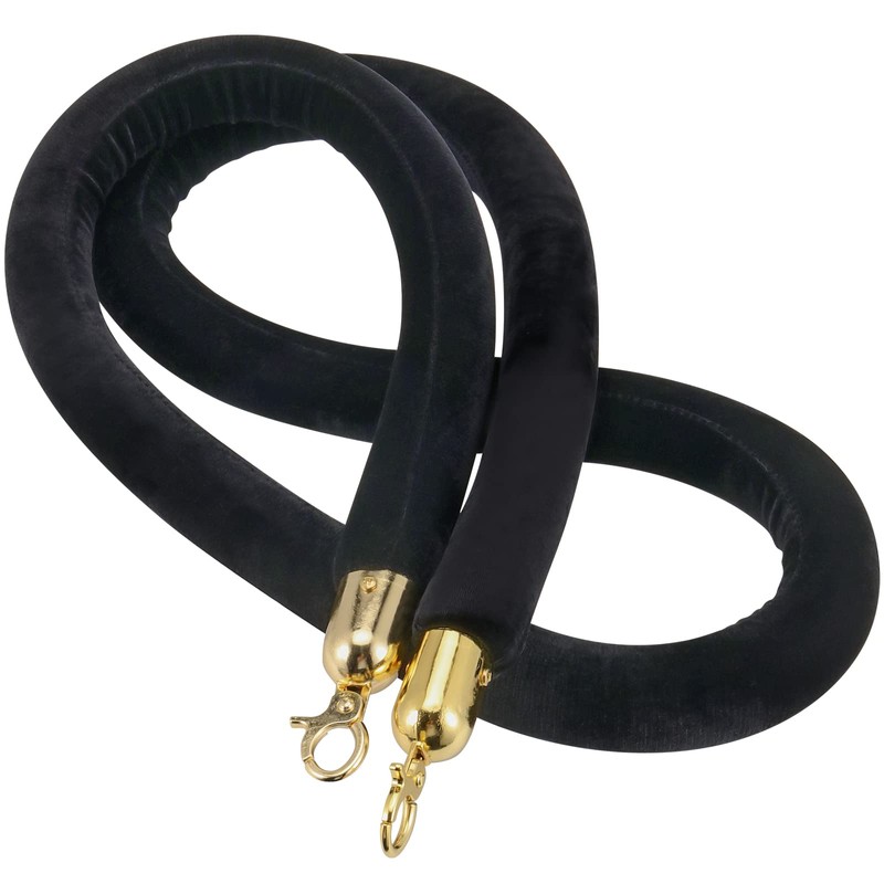 JAPCHET 4 Pack 6.5 Feet Velvet Rope, Black Velvet Stanchion