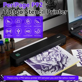 PeriPage P92 Wireless Tattoo Stencil Printer, Thermal Tattoo Machine with 10Pcs Transfer Stencil,Portable Bluetooth All in One Printer Compatible with Phone,Pad & PC
