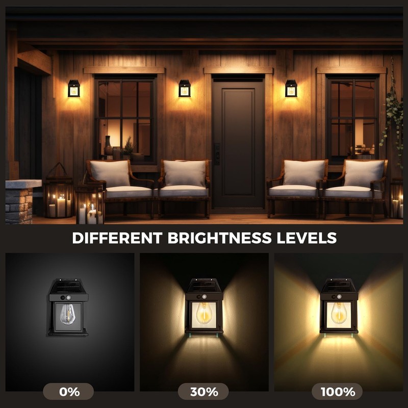 XIJUAN Solar Wall Lights Outdoor, Dusk to Dawn Motion Sensor