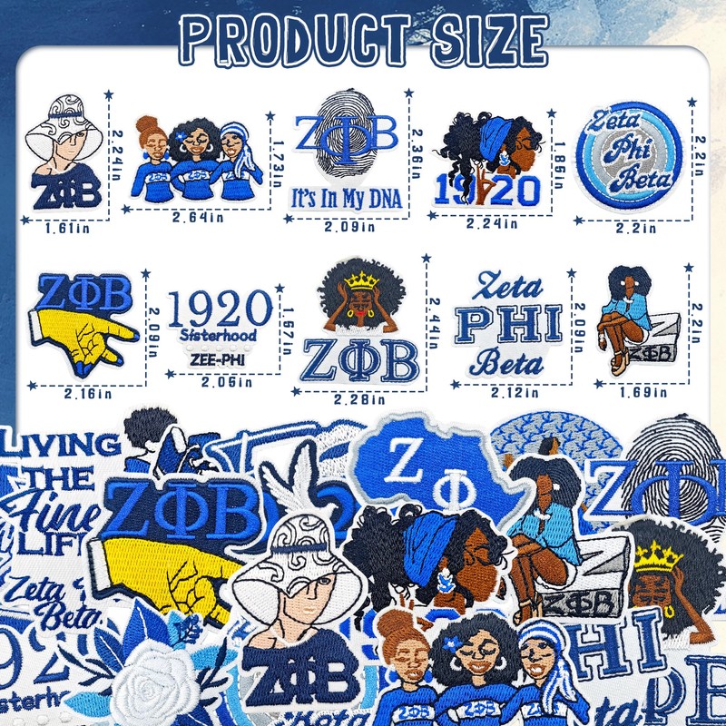 18PCS Zeta Beta Phi Sorority Embroidered Patches