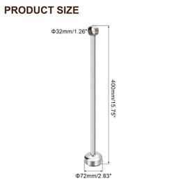 uxcell 2 Set Ceiling Mount Curtain Rod Bracket, Fit 32mm/1.26inch Pipe Length 400mm/15.75inch Stainless Steel Curtain Rod Hooks Hangers for Walls Wardrobe Pipe Curtain Pipe, Silver