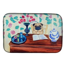 Caroline's Treasures 7253DDM Pug Dish Drying Mat Absorbent Dish Drying Mat Pad for Kitchen Counter Dish Drainer Mat for Countertop, 14 x 21", Multicolor