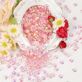Flatback Resin Rhinestones for Nail Art,1000pcs 6mm Transparent Light Pink AB Flat Back Rhinestones Bulk,Half Round Rhinestones Crystal Gemstones for DIY Crafts