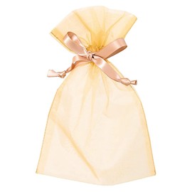HEADS OGC-BM Gift Bag, 5.1 x 7.9 inches (13 x 20 cm), Medium, Champagne Gold, 10 Pieces, Organza Bag, Drawstring Bag