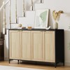 Sideboard - Buffet Cabinet with Storage, Rattan Cabinet with 4
