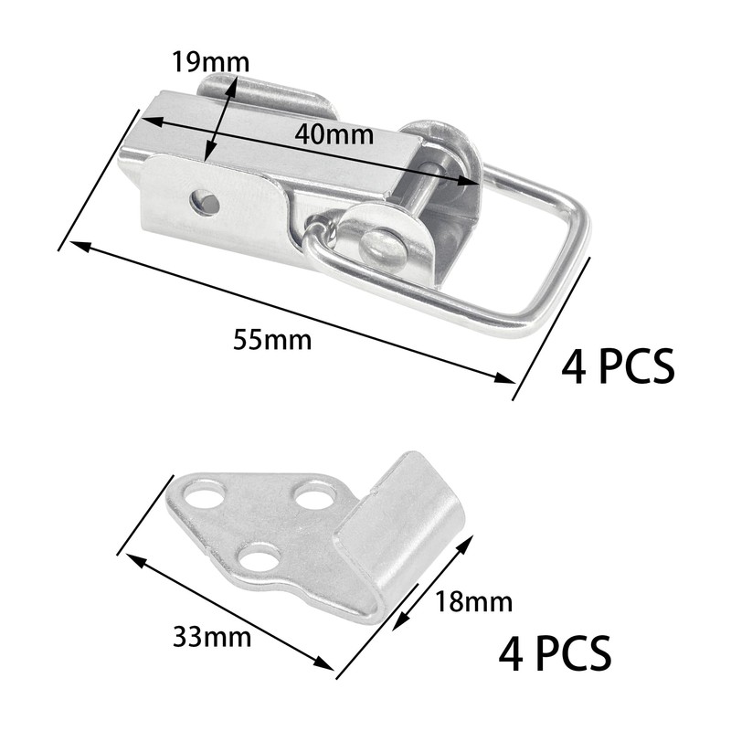 4 PCS Toggle Latches,Case Clasp Lock,304 Stainless Steel Small Clasps