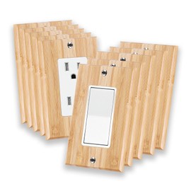 10 Pieces Wood Single Rocker Light Switch Plate 4.5" X 2.76" Raw Wood Wallplate Bamboo Light Switch Cover Quality Wallplate Wooden Electrical Decor (Single Rocker)