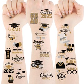 Fovths 144 Pieces 2025 Graduation Temporary Tattoos Graduation Tattoos Stickers Party Supplies New Grad Party Decorations for College Girls Boys Gifts, High School Senior Prizes, Congrats Grad Favor