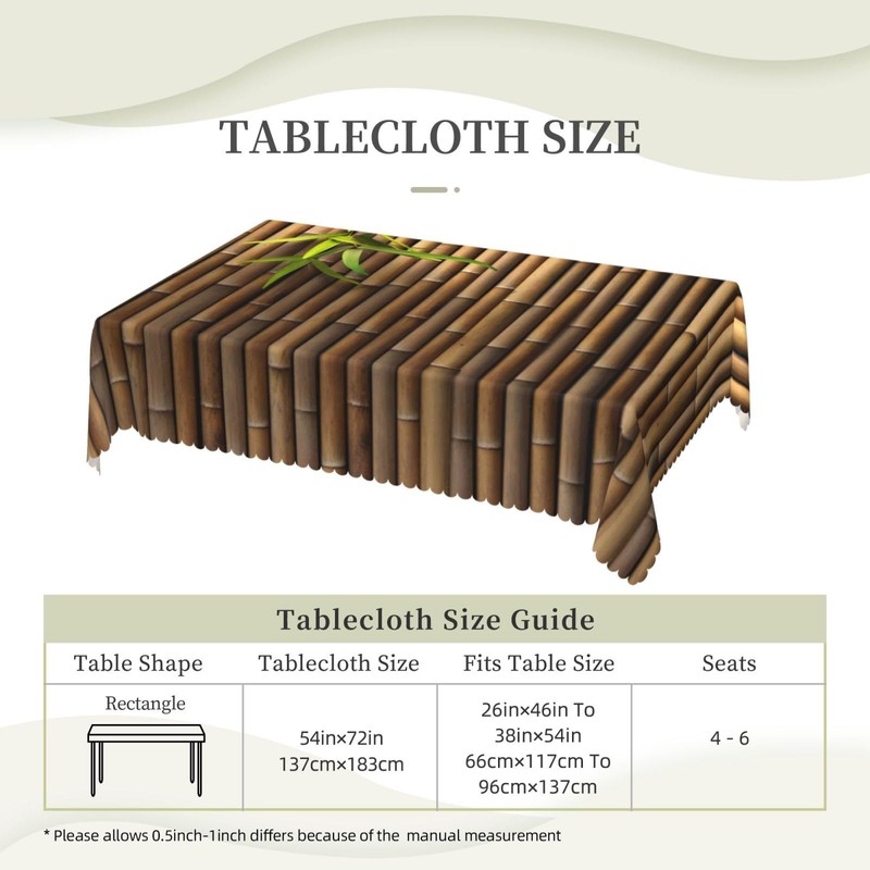 JRZHXYA Bamboo Print Tablecloth 54 x 72 Inch Zen Japanese