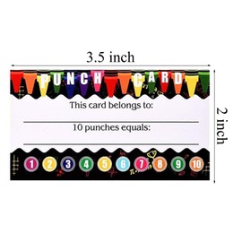 200 Pcs Punch Cards for Classroom, Loyalty Punch Cards for Small Business, Teacher Must Haves Educational Supplies (Multicolored Pen)