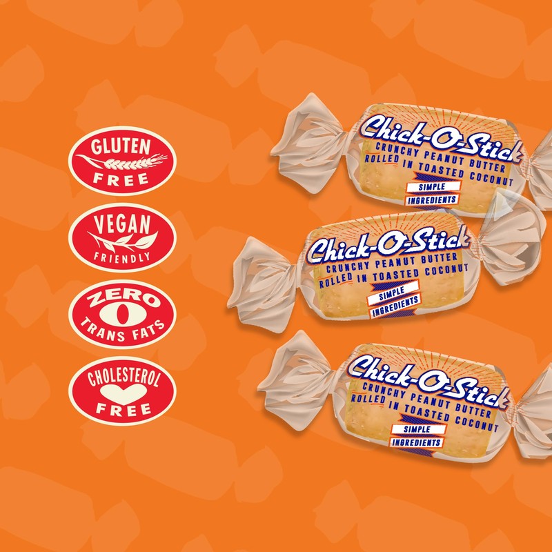 Atkinson's Chick-O-Stick - Crunchy Peanut Butter Rolled in Toasted Coconut