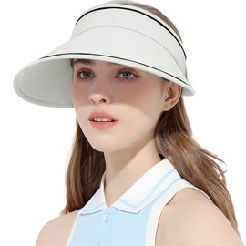 KUMSODE UPF 50+ Women's Visor Sun Hat Wide Brim Hat Adjustable Foldable Beach Hat Summer UV Protection Outdoor Hat