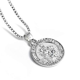 YALLNASL Saint Christopher Medal Necklace for Men Women St. Christopher Necklace for Women Men Silver St Christopher Medal Saint Christopher Necklaces for Women Men Christopher Gift