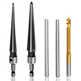 Yuentoen Pack of 5 Tapered Reamer, Hand Reamer, Tapered Drill, 3-13 mm and 5-16 mm, Sawtooth Drill, Taper Hand Reamer with Hex Shank for Guitar Woodworker Drilling Tool