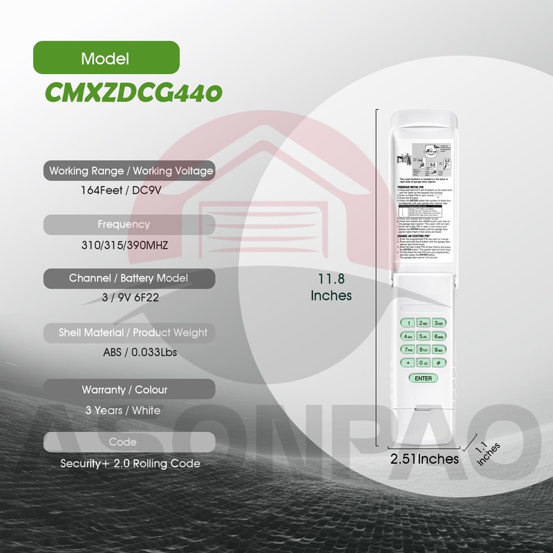 Craftsman Universal Garage Door Opener Keypad CMXZDCG440【12 Year Warranty】