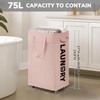 CHICVITA Slim Laundry Hamper with Wheels 75L, Collapsible Rolling Laundry